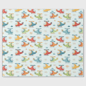 Papier Cadeau Motif d'hélicoptères colorés mignons (Plat)
