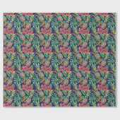 Papier Cadeau Motif d'hibiscus à ananas tropicaux (Plat)