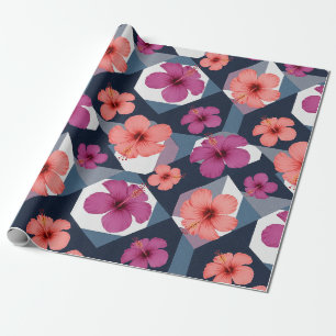 Papier Cadeau Motif d'Hibiscus Tropical Côtier (8)