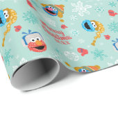 Papier Cadeau Motif d'hiver de la rue Sesame (Coin rond)