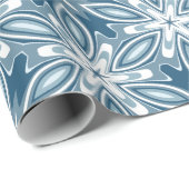 Papier Cadeau Motif d'hiver des flocons bleus et blancs (Coin rond)