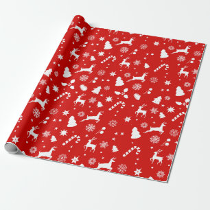 Papier Cadeau Motif d'hiver géométrique du festival Red White Xm