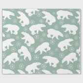 Papier Cadeau motif d'hiver pour les ours blancs et verts turquo (Plat)