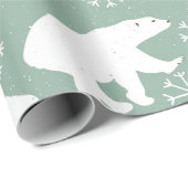 Papier Cadeau motif d'hiver pour les ours blancs et verts turquo (Coin rond)