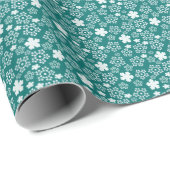 Papier Cadeau Motif d'hiver turquoise Star et Snowflake (Coin rond)