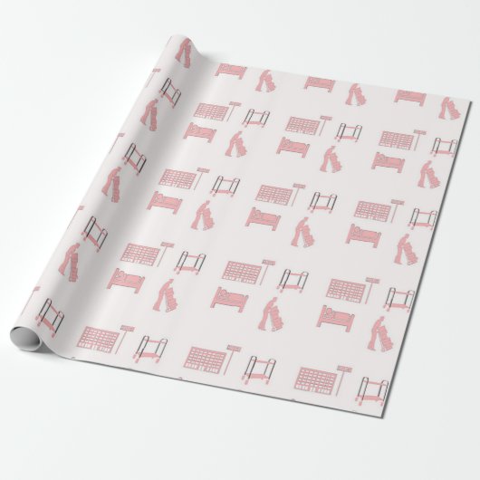 Papier Cadeau Motif d'hôtel rose (Déroulé)