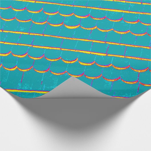 Papier Cadeau motif diagonal bleu-vert de rayures (Coin)