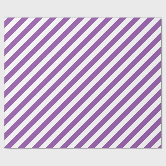 Papier Cadeau Motif diagonal pourpre et blanc de rayures (Plat)
