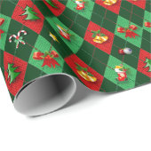Papier Cadeau Motif diamant Argyle de Noël (Coin rond)
