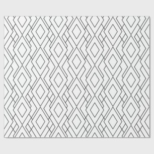 Papier Cadeau Motif Diamant Art déco noir et blanc