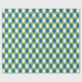Papier Cadeau Motif Diamant Jacquard bleu et vert (Plat)