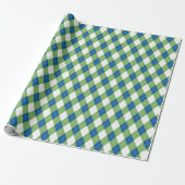 Papier Cadeau Motif Diamant Jacquard bleu et vert (Déroulé)