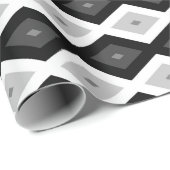 Papier Cadeau Motif diamant noir, blanc et gris (Coin rond)