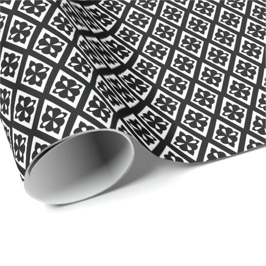 Papier Cadeau Motif diamant - noir et blanc (Coin rond)