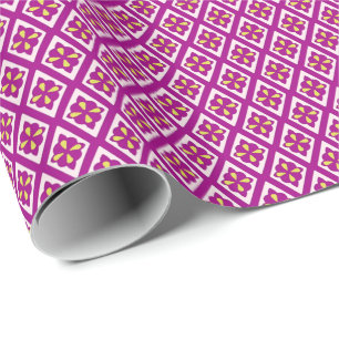 Papier Cadeau Motif diamant - prune violette et rose