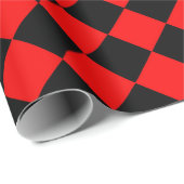Papier Cadeau Motif diamant Red Black Checker (Coin rond)