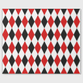 Papier Cadeau Motif diamant rouge blanc arlequin noir (Plat)