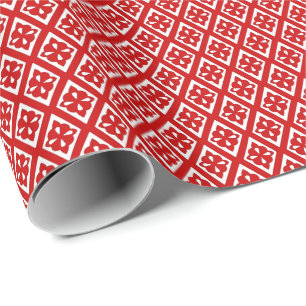 Papier Cadeau Motif diamant - rouge profond et blanc