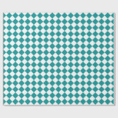 Papier Cadeau Motif diamant turquoise blanc Checker (Plat)