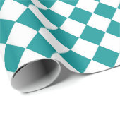 Papier Cadeau Motif diamant turquoise blanc Checker (Coin rond)