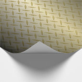 Papier Cadeau Motif Diamondplate avec Fond Noir à Or (Coin)