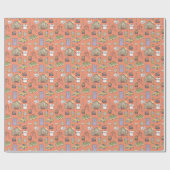 Papier Cadeau Motif d'icônes colorées AMIS™ (Plat)