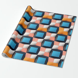 Papier Cadeau Motif d'illusion géométrique 3D dynamique - Couleu