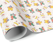 Papier Cadeau Motif d'illustration d'animaux de cirque de bébé (Coin rond)