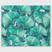 Papier Cadeau Motif d'illustration de ginkgo biloba vert (Plat)