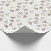 Papier Cadeau Motif d'illustration de lapin mignon et de fleurs (Coin)