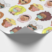 Papier Cadeau Motif d'illustration des femmes mignonnes portant  (Coin)