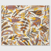 Papier Cadeau Motif d'illustration des feuilles d'automne Brown (Plat)