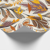 Papier Cadeau Motif d'illustration des feuilles d'automne Brown (Coin)