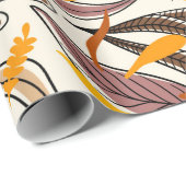 Papier Cadeau Motif d'illustration des feuilles d'automne Brown (Coin rond)