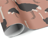 Papier Cadeau Motif d'illustration Ostrich Bird (Coin rond)