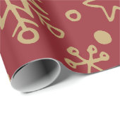 Papier Cadeau Motif d'illustration Red Gold Noël (Coin rond)