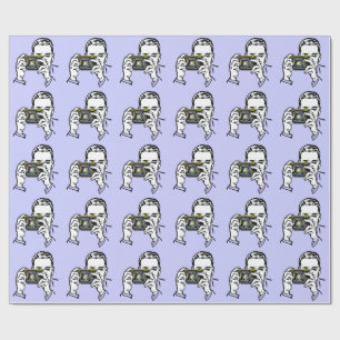 PAPIER CADEAU MOTIF D'ILLUSTRATION RETRO PHOTOGRAPHE