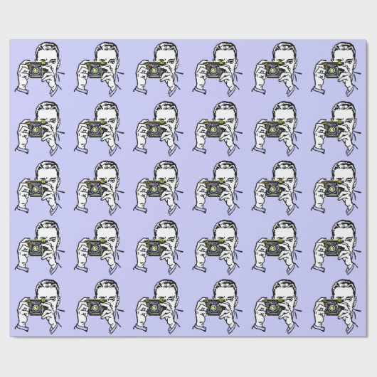 PAPIER CADEAU MOTIF D'ILLUSTRATION RETRO PHOTOGRAPHE (Plat)