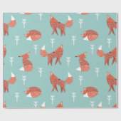 Papier Cadeau Motif d'illustration sans couture avec renard oran (Plat)