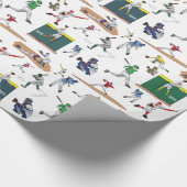 Papier Cadeau Motif d'illustrations des joueurs de baseball (Coin)