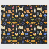 Papier Cadeau Motif d'illustrations Hanoukka (Plat)