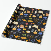 Papier Cadeau Motif d'illustrations Hanoukka (Déroulé)