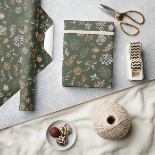 Papier Cadeau Motif d'impression couleur vert neutre (Artisanat)