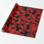 Papier Cadeau Motif d'impression du camouflage noir rouge (Déroulé)