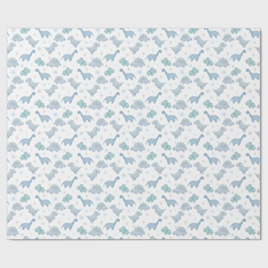 Papier Cadeau Motif Dinosaur bleu (Plat)