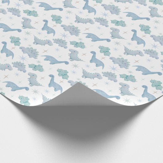 Papier Cadeau Motif Dinosaur bleu (Coin)