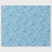 Papier Cadeau Motif Dinosaur simple en bleu (Plat)