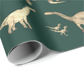 Papier Cadeau Motif Dinosaur Vert (Coin rond)