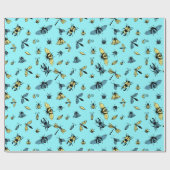 Papier Cadeau Motif d'insectes | Bleu clair (Plat)
