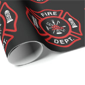Papier Cadeau Motif d'insigne de pompier (Coin rond)